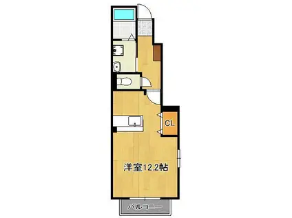 ハウス遠賀野A棟(ワンルーム/1階)の間取り写真