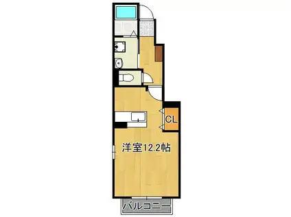 ハウス遠賀野A棟(ワンルーム/1階)の間取り写真