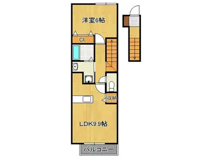 ハウス遠賀野A棟(1LDK/2階)の間取り写真