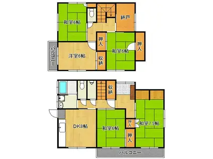 筑豊本線 本城駅 徒歩21分 2階建 築40年(5DK)の間取り写真