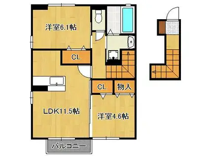 グランシャリオ本陣橋(2LDK/2階)の間取り写真