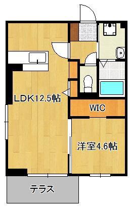 D-ROOM友田(1LDK/1階)の間取り写真
