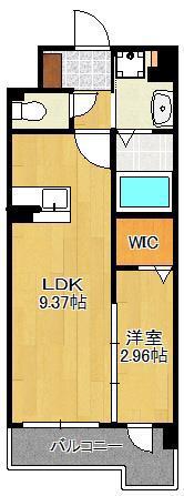 グレイス折尾(1LDK/4階)の間取り写真