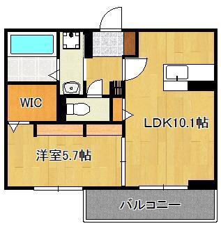 サウスOCEAN(1LDK/2階)の間取り写真