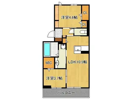 サウスOCEAN(2LDK/3階)の間取り写真