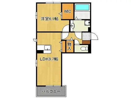 ソレール ヴィラ Ⅱ D棟(1LDK/3階)の間取り写真