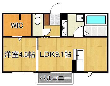 D-ROOM本城 B(1LDK/1階)の間取り写真