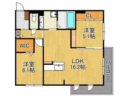 デネブ学研台(2LDK/2階)の間取り写真
