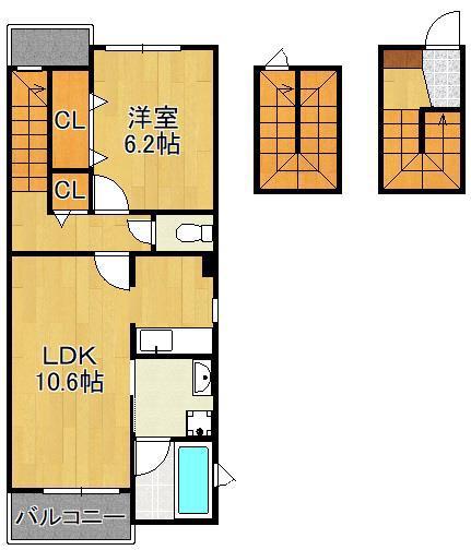 PAX K(1LDK/3階)の間取り写真