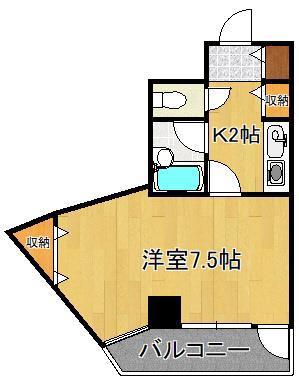 ダイナコートヒルズ折尾(1K/4階)の間取り写真