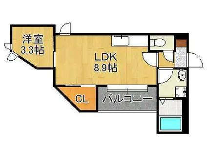 REGALEST ピースハート 折尾(1LDK/1階)の間取り写真