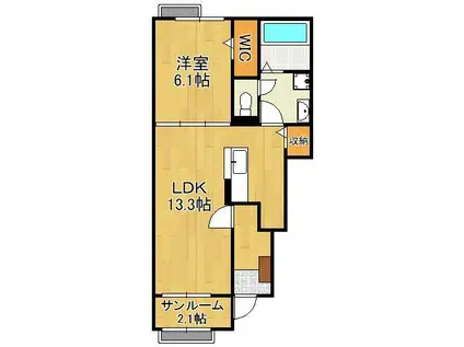 ハウスビバルディA棟(1LDK/1階)の間取り写真