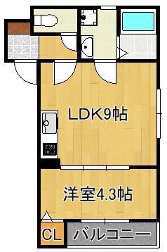 クレアール折尾(1LDK/1階)の間取り写真