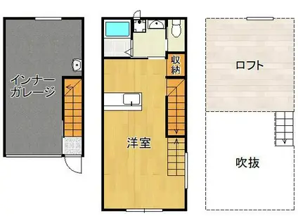 ガレージハウス旭台(ワンルーム/1階)の間取り写真