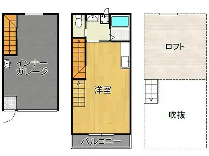 ガレージハウス旭台(ワンルーム/1階)の間取り写真