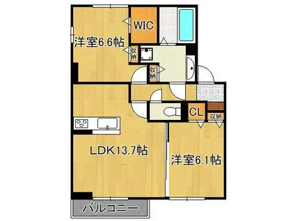 ソレールヴィラ・クレスト(2LDK/2階)の間取り写真