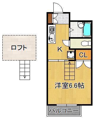 ナチュルシーブリズ B棟(1K/1階)の間取り写真