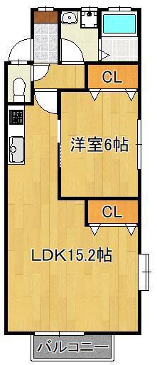 プレナス 05 B棟(1LDK/2階)の間取り写真