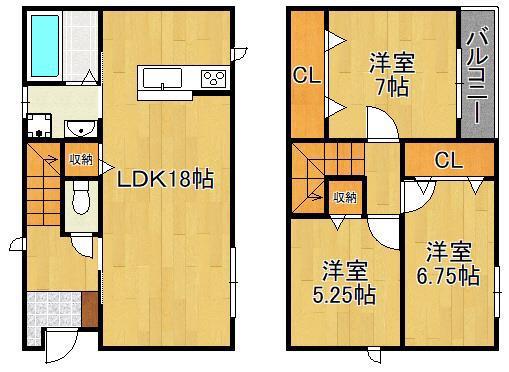 筑豊本線 本城駅 徒歩37分 2階建 築2年(3LDK)の間取り写真