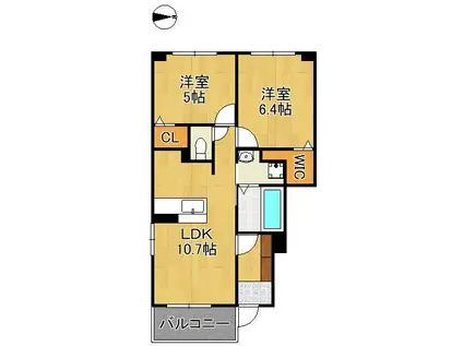 ブライトガーデンB(2LDK/1階)の間取り写真