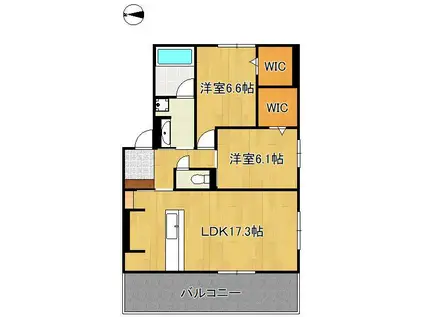 DーROOM本城東 B棟(2LDK/3階)の間取り写真