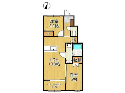 ラグーナ青葉台(2LDK/1階)の間取り写真