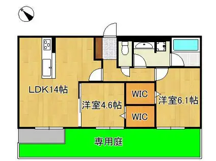 筑豊本線 二島駅 徒歩20分 2階建 新築(2LDK/1階)の間取り写真