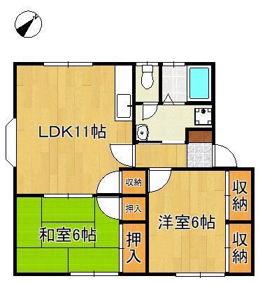 ハイツホ-プウェル(2LDK/1階)の間取り写真