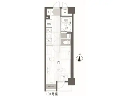 サンフローラ三条大宮(1K/1階)の間取り写真