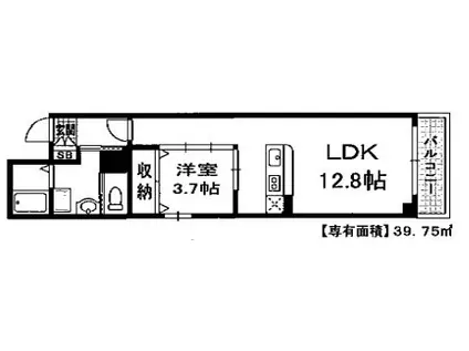 ソレイユ京都二条(1LDK/3階)の間取り写真
