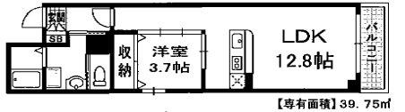 ソレイユ京都二条(1LDK/3階)の間取り写真