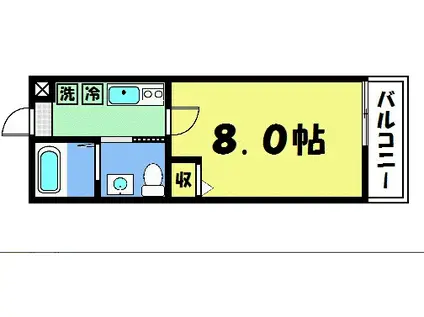 フラッティ壬生(1K/1階)の間取り写真