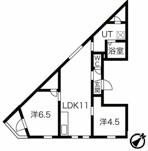 京都グランデ二条駅南(2LDK/2階)の間取り写真