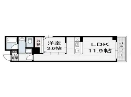 ソレイユ京都二条(1LDK/2階)の間取り写真