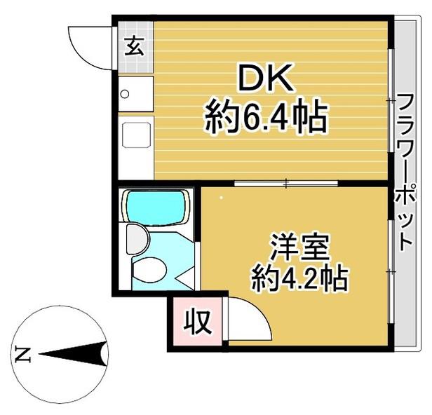 壬生ハイツ(1DK/1階)の間取り写真