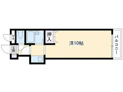 シティコア30朱雀(1K/4階)の間取り写真