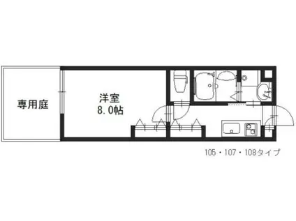 SHINING二条離宮(1K/1階)の間取り写真