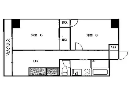 パレット御池(2DK/3階)の間取り写真