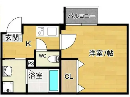 VEGAS西ノ京 B(1K/1階)の間取り写真