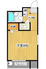 アパルトマン御所西(1K/3階)の間取り写真