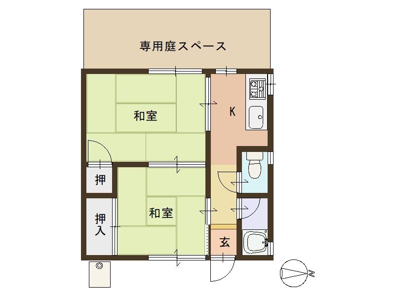 マンションみどり(2K/1階)の間取り写真