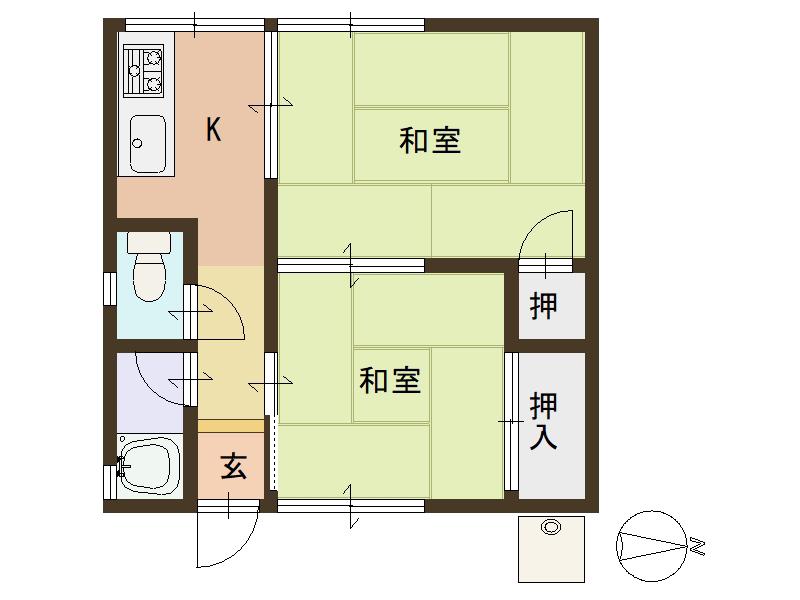 マンションみどり(2K/1階)の間取り写真