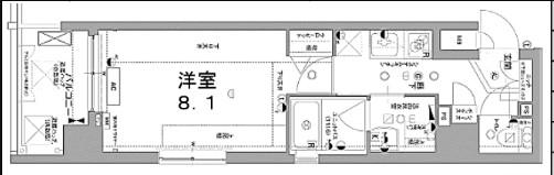 べラジオ京都西大路(1K/8階)の間取り写真