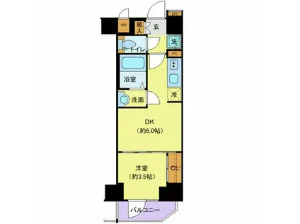 プレサンス木場公園(1DK/5階)の間取り写真