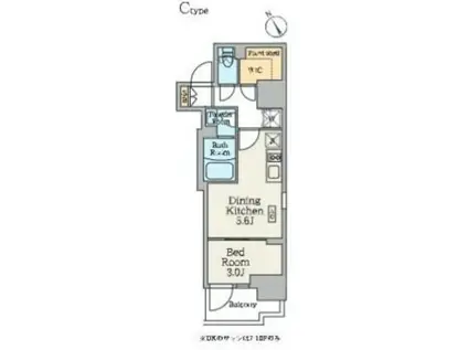 クレストコート門前仲町(1DK/10階)の間取り写真