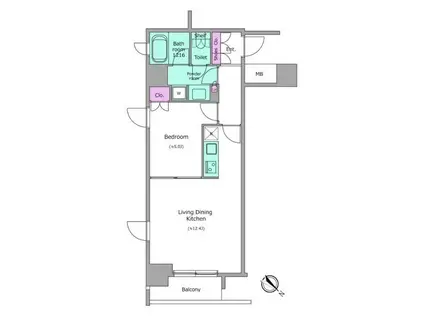 レジディア月島II(1LDK/12階)の間取り写真