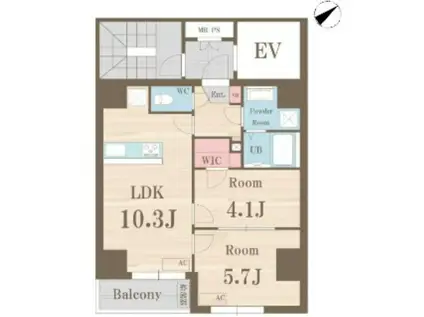 LATIAS京橋(2LDK/3階)の間取り写真