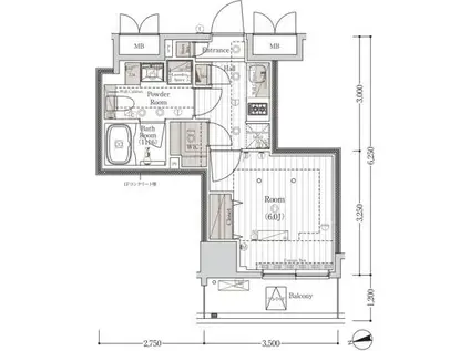 MAXIV南砂町(1K/8階)の間取り写真