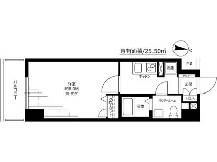 プレール・ドゥーク東雲(1K/4階)の間取り写真