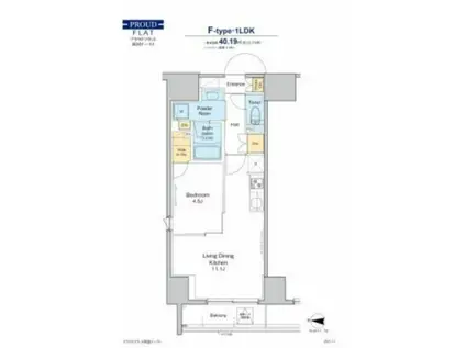 プラウドフラット両国イースト(1LDK/3階)の間取り写真